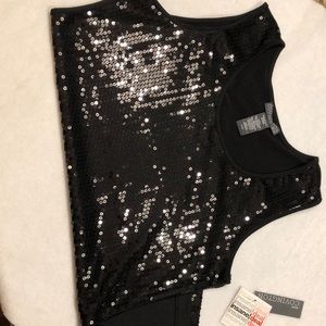 Covington Black Onyx Sequin Tank Petite Large NWT